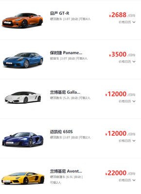 租跑車一天多少錢？哪里有租跑車自己開？汽車出租全攻略